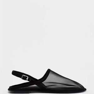 Zara Black Mesh Slingback Mule